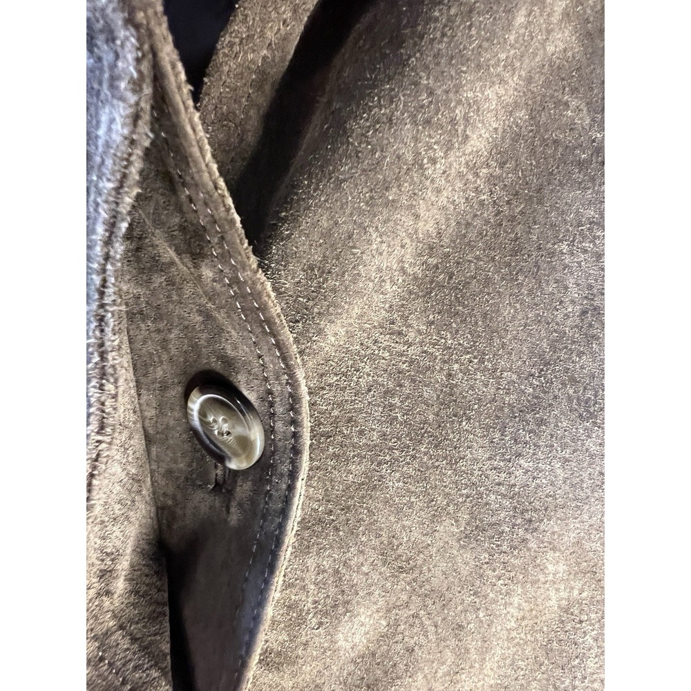 Vintage Foxrun Women M Genuine Wax Leather Suede Jacket Long Brown Faux Fur‎ - Picture 6 of 13